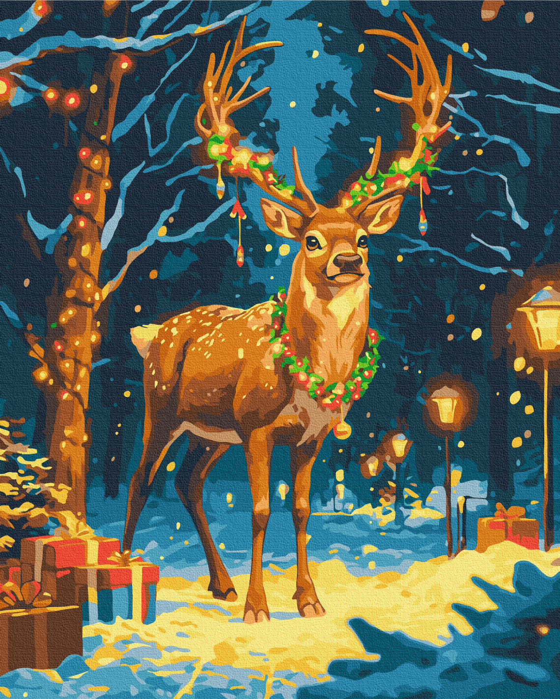 Festive Forest Stag - Paint by Numbers