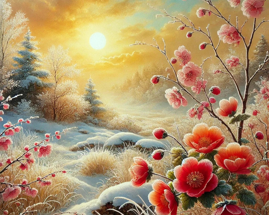 Enchanting Winter Blooms - Paint by Numbers