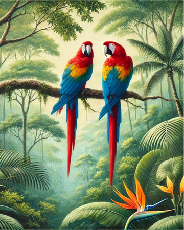 Exquisite Macaw Duo - Paint by Numbers