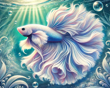 Ghost White Betta Fish - Paint by Numbers