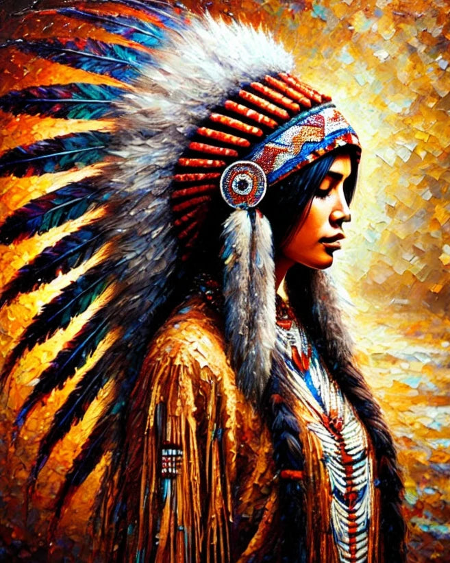 Empowered Native American Girl - Paint by Numbers