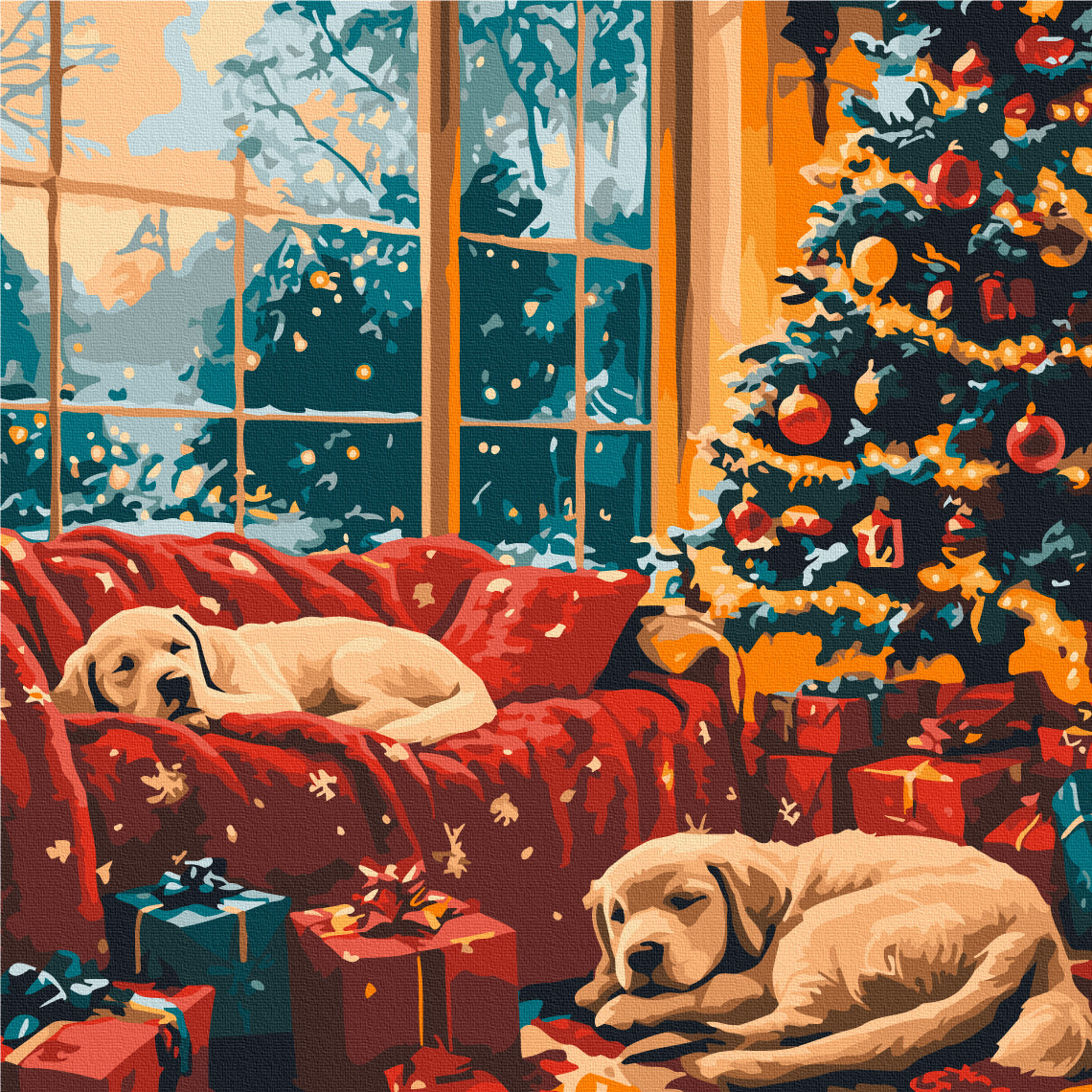 Puppy Christmas Dreams - Paint by Numbers