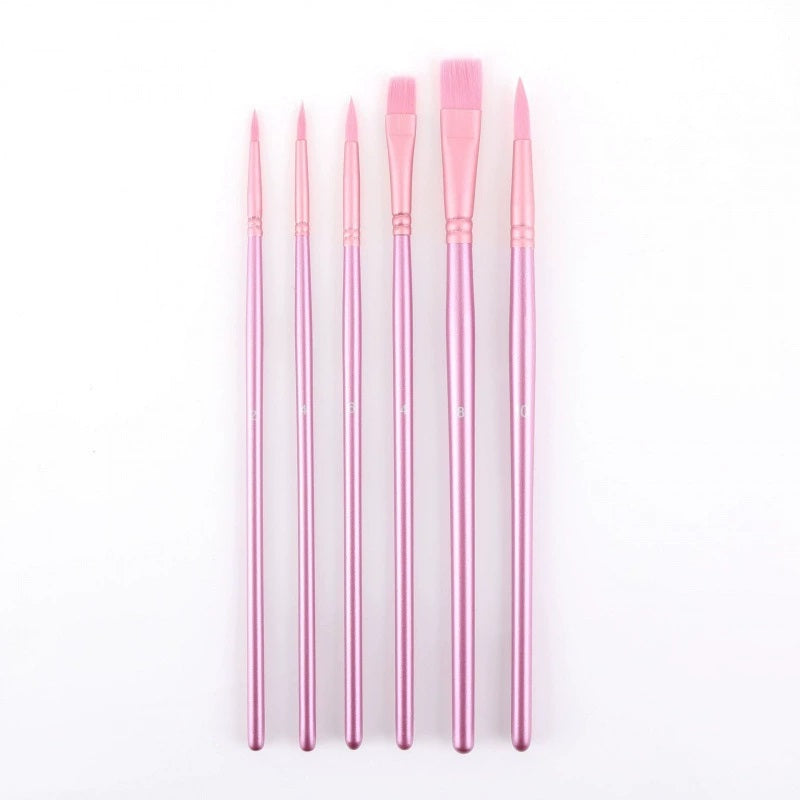 6pcs Detail Brush Set – Rose & Green