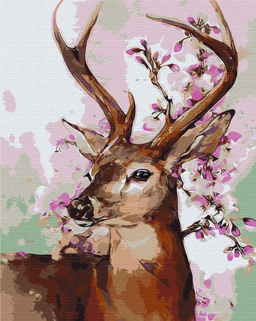 Deer and Sakura Branch - Paint by Numbers