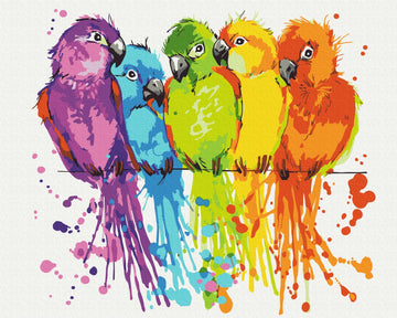 Colorful Parrots - Paint by Numbers