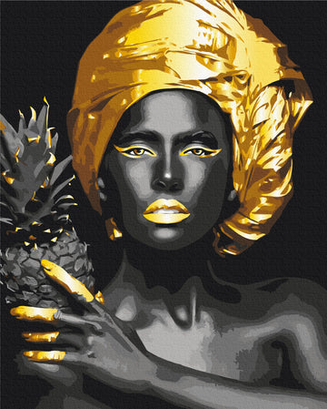 Exotic Beauty with Golden Paint - Paint by Numbers